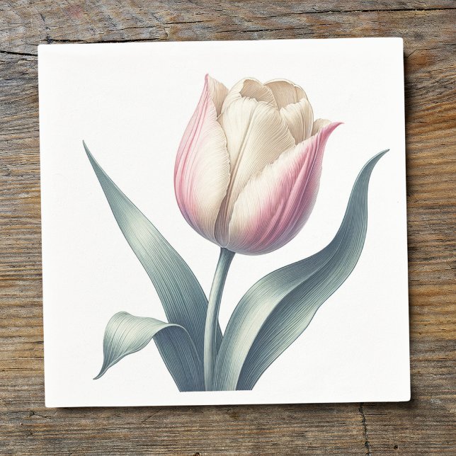 Serviette En Papier Tulipe rose simple élégant (Créateur téléchargé)