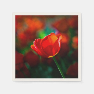 Serviette En Papier Tulipe rouge - Mystère de floraison