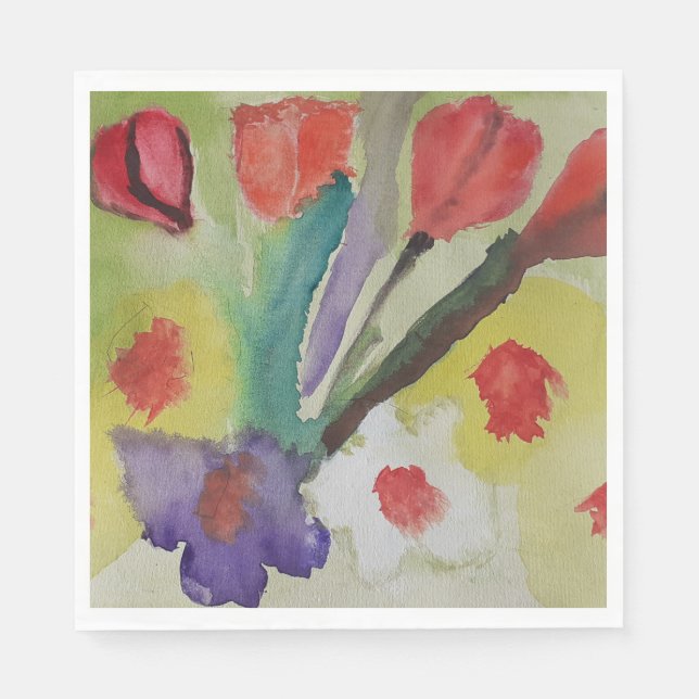 Serviette En Papier Tulipes Abstraites et fleurs de printemps (Devant)