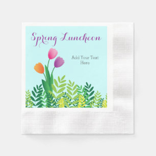 Serviette En Papier Tulipes Colorées, Végétation Verte Déjeuner de Pri