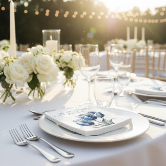 Serviette En Papier Tulipes dans Delft Blue personnalisable