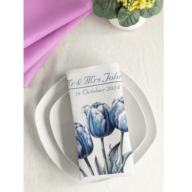Serviette En Papier Tulipes dans Delft Blue personnalisable (Créateur téléchargé)