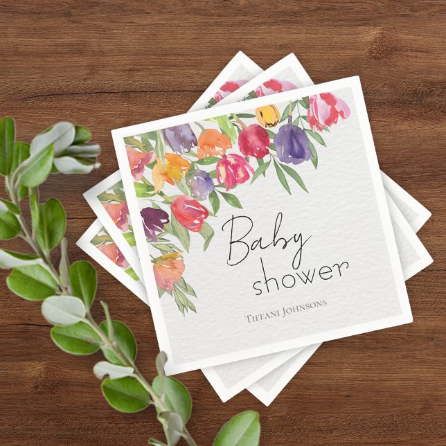 Serviette En Papier Tulipes de Bouquet et Baby shower verdoyant (Créateur téléchargé)
