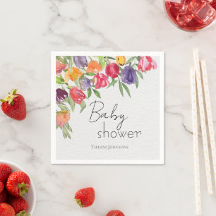 Serviette En Papier Tulipes de Bouquet et Baby shower verdoyant