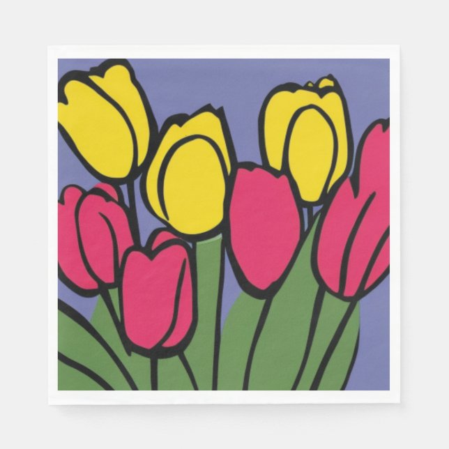 Serviette En Papier Tulipes de printemps (Devant)