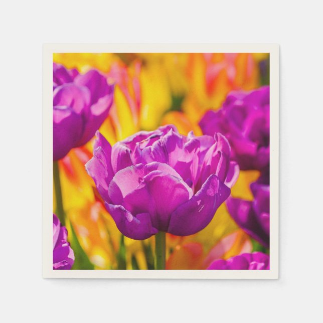 Serviette En Papier Tulipes Enchanter Violet (Devant)