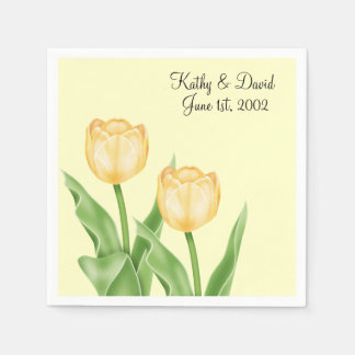 Serviette En Papier Tulipes jaunes (Mariage)