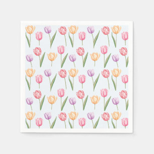 Serviette En Papier Tulipes Motif Fleur De Aquarelle Coloré