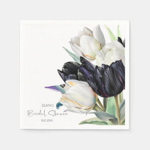 Serviette En Papier Tulipes noir et blanc printemps Douche nuptiale