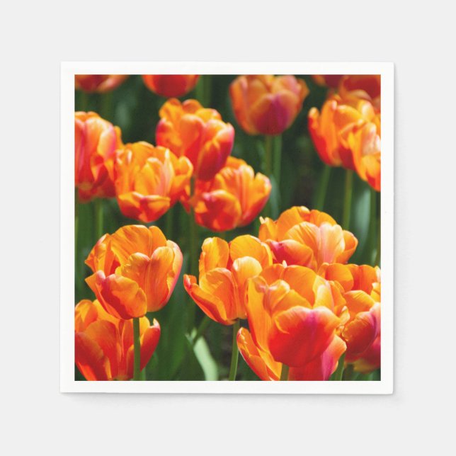 Serviette En Papier Tulipes orange vif dans le parc (Devant)