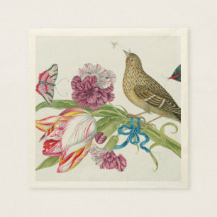 Serviette En Papier Tulipes, Papier d'art à papillon d'oiseaux, servi