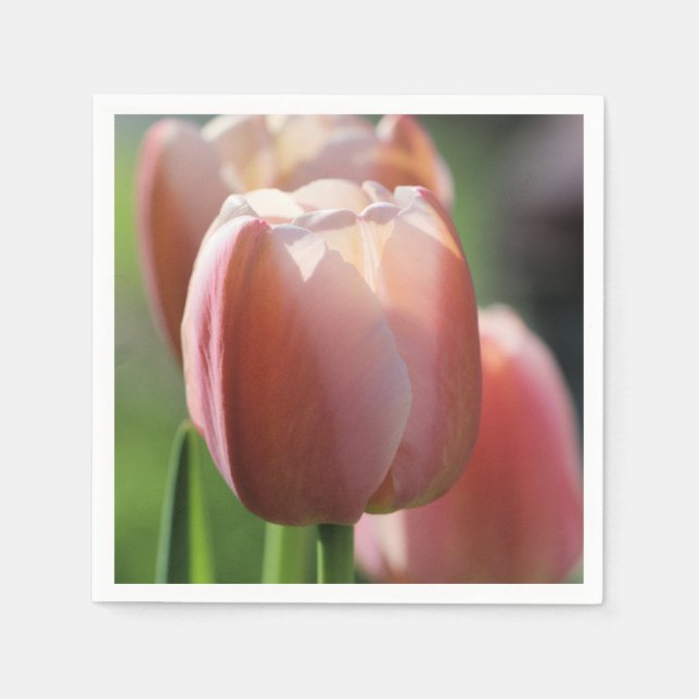 Serviette En Papier Tulipes roses (Devant)