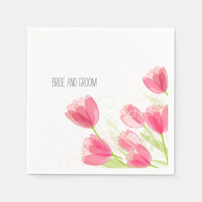 Serviette En Papier Tulipes roses Mariage floral (Devant)