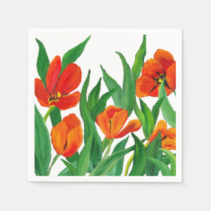Serviette En Papier Tulipes rouges