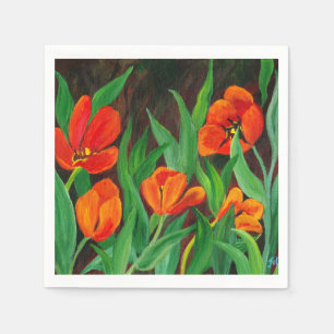 Serviette En Papier Tulipes rouges