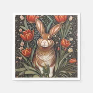 Serviette En Papier Tulipes rouges Brown de lapin William Morris inspi
