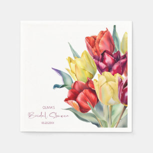 Serviette En Papier Tulipes rouges et jaunes de printemps Enterrement 