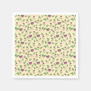 Serviette En Papier Tulipes violettes sur fond jaune