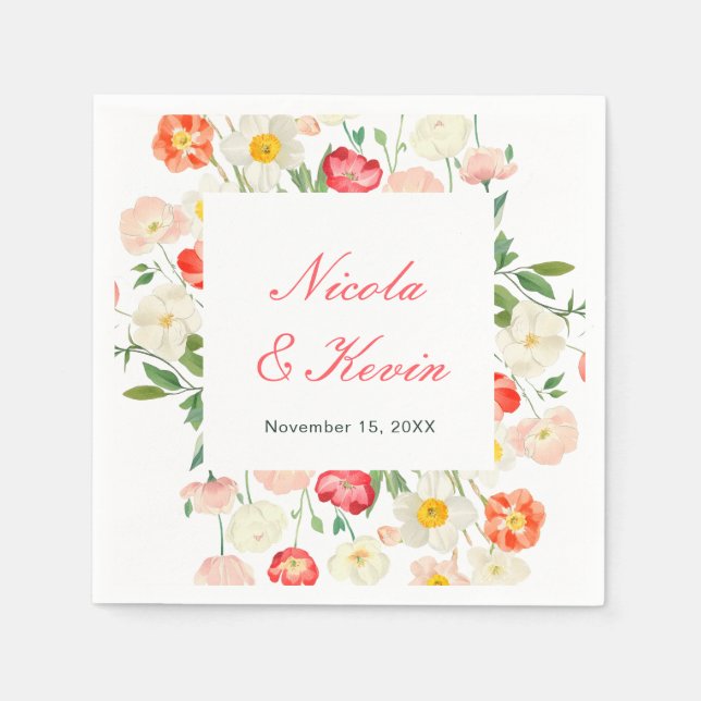 Serviette En Papier Tulips and Daffodils Spring Wedding (Devant)