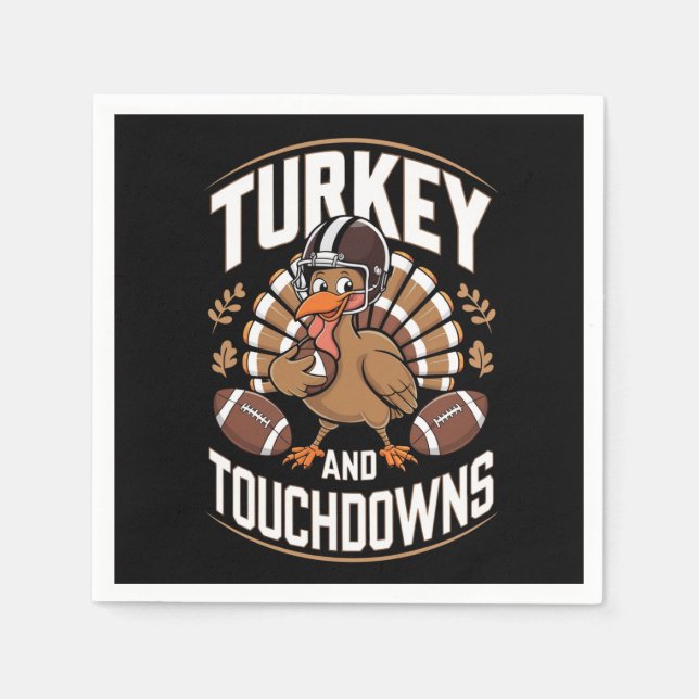 Serviette En Papier Turquie Et Touchdowns Thanksgiving Football (Devant)