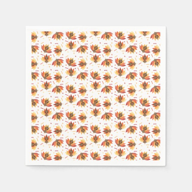 Serviette En Papier Turquie Gobble Thanksgiving Motif (Devant)