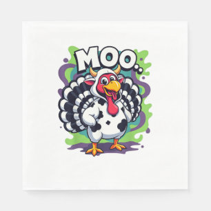 Serviette En Papier Turquie Moo Vache Drôle Thanksgiving - Mignonne Tu