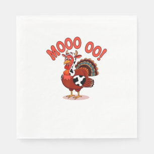 Serviette En Papier Turquie Vache Moo Drôle Thanksgiving