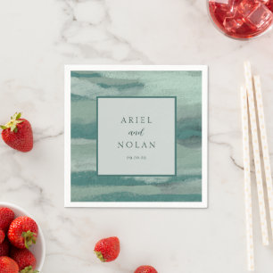 Serviette En Papier Turquoise Absract Coastal Chic Mariage moderne