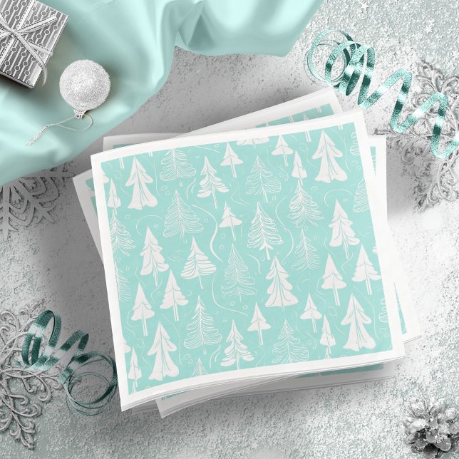 Serviette En Papier Turquoise Arbre de Noël Motif n° 6 ID1009 (Créateur téléchargé)