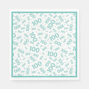 Serviette En Papier Turquoise/blanc 100 Motif de nombre aléatoire