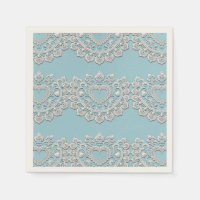 Turquoise Bleu Blanc dentelle Coeur Mariage