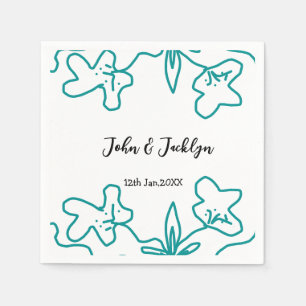 Serviette En Papier Turquoise bleu couple nom date flstylish
