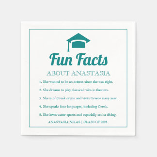 Serviette En Papier Turquoise bleu Fun Facts classe de 2022 diplôme ca