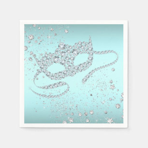 Serviette En Papier Turquoise Blue Masquerade