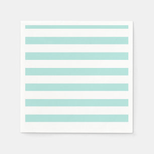 Serviette En Papier Turquoise clair et blanc Large Horizontal rayé