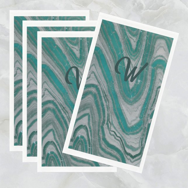Serviette En Papier Turquoise et gris naturel moderne Abstrait (Créateur téléchargé)