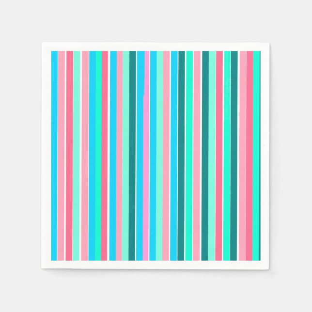 Serviette En Papier Turquoise et rose (Devant)