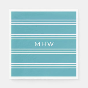 Serviette En Papier Turquoise Grilles personnalisées monogramme servie