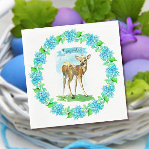 Serviette En Papier Turquoise Happy Easter Cerf