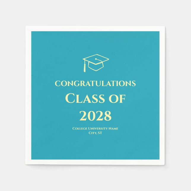 Serviette En Papier Turquoise Modern Congratulations Graduation Party (Devant)