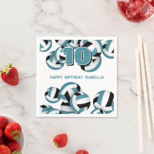 Serviette En Papier turquoise noir équipe couleurs volley-ball enfants