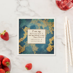 Serviette En Papier Turquoise or moderne Art Mariage Bible Verse