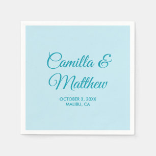 Serviette En Papier Turquoise Romantique Script Mariage personnalisé s