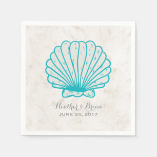 Serviette En Papier Turquoise Rustic Seashell Mariage