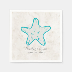 Serviette En Papier Turquoise Rustic Starfish Mariage