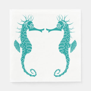 Serviette En Papier Turquoise Turquoise Détails Seahorse Beach Mariage