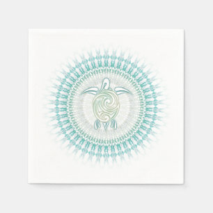 Serviette En Papier Turquoise verte côte Mandala