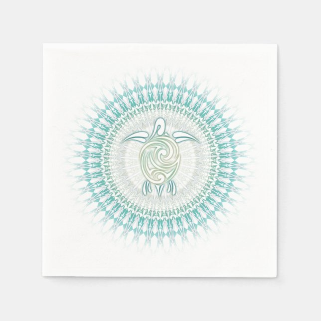 Serviette En Papier Turquoise verte côte Mandala (Devant)