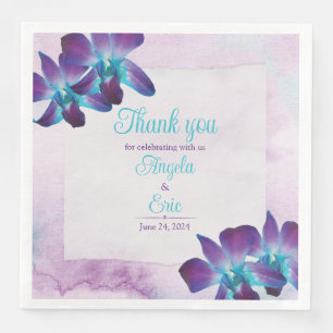 Serviette En Papier Turquoise violet bleu Dendrobium Mariage orchidée