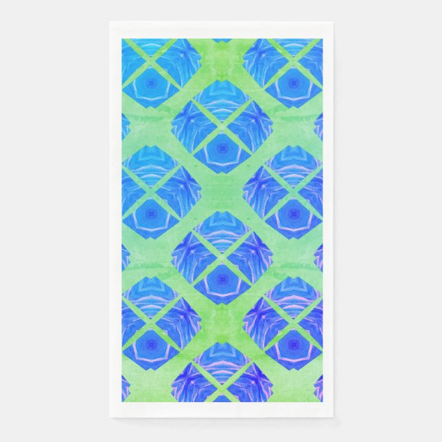 Serviette En Papier Turquoise, Violet, Motif Boho Vert Peacocks (Devant)